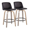 Toriano - Contemporary Fixed Height Counter Stool With Swivel With Round Footrest (Set of 2) - Light Gray / Black