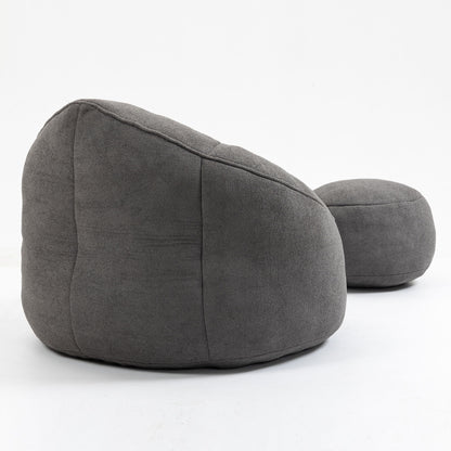 Bedding Bean Bag Sofa Chair High Pressure Foam Bean Bag Chair Adult Material With Padded Foam Padding Compressed Bean Bag With Footrest - Gray