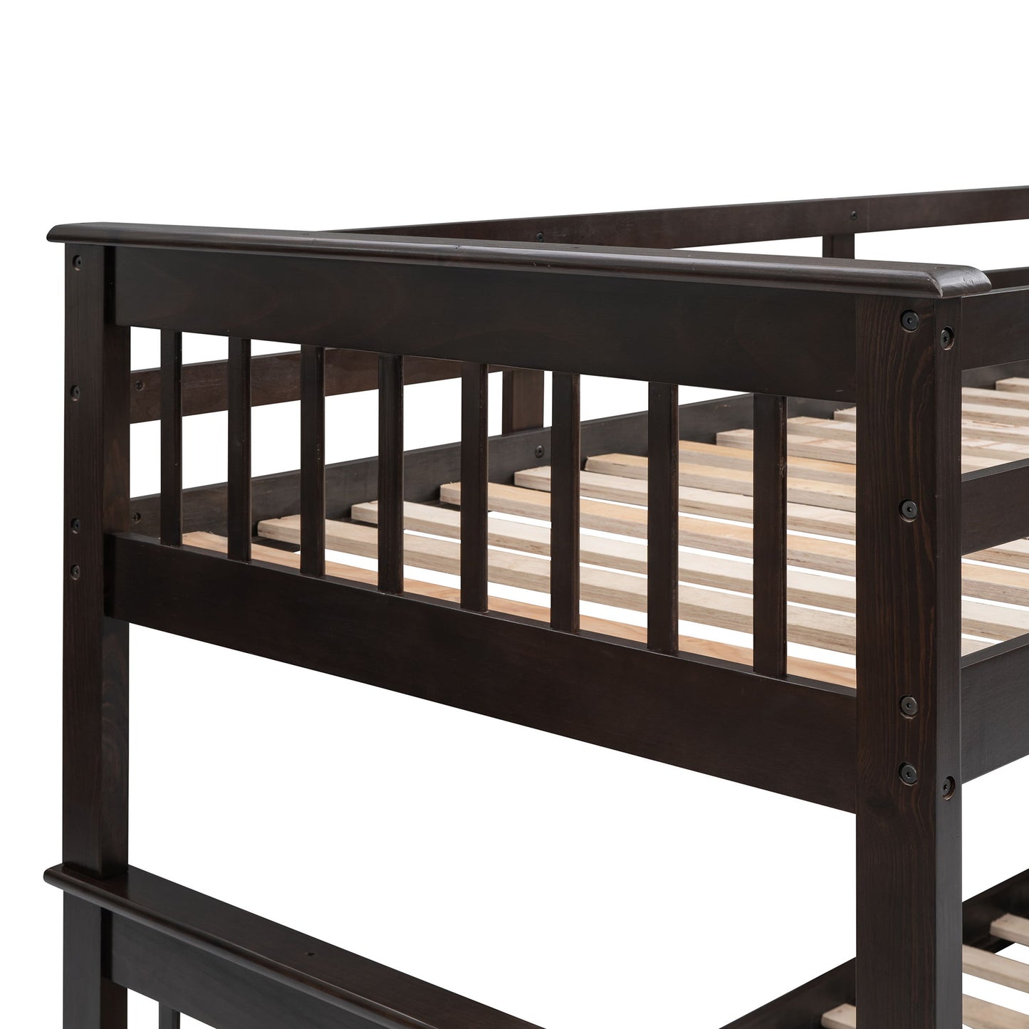 Twin Over Full Stairway Bunk Bed With Drawer, Storage And Guard Rail For Bedroom - Espresso