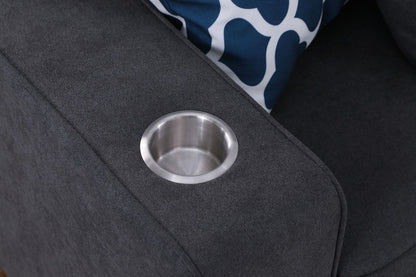 Cooper - 7 Piece Reversible L-Shape Sectional Sofa & Comfort Ottoman And Cupholder - Stone Gray