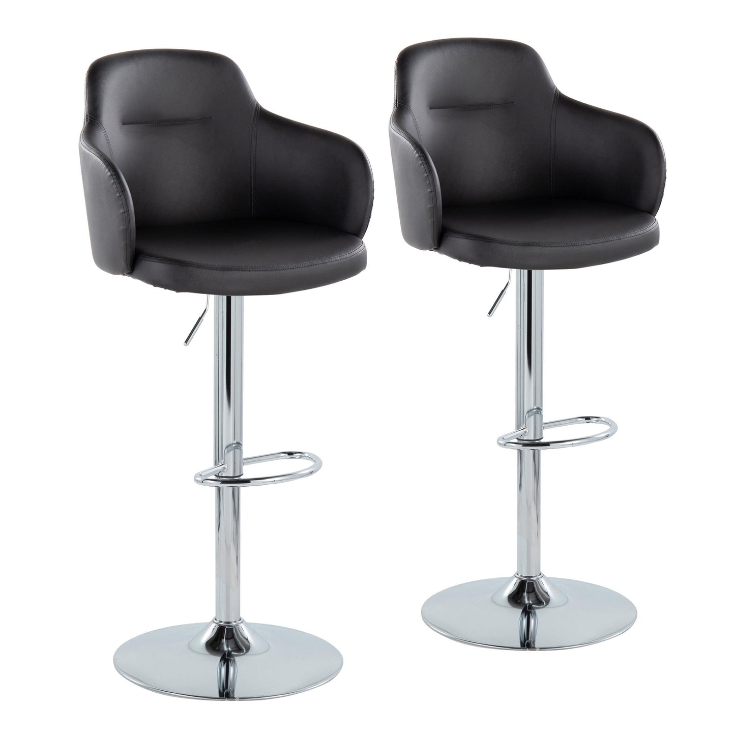 Boyne - Contemporary Adjustable Barstool With Swivel With Oval Footrest (Set of 2) - Chrome / Black