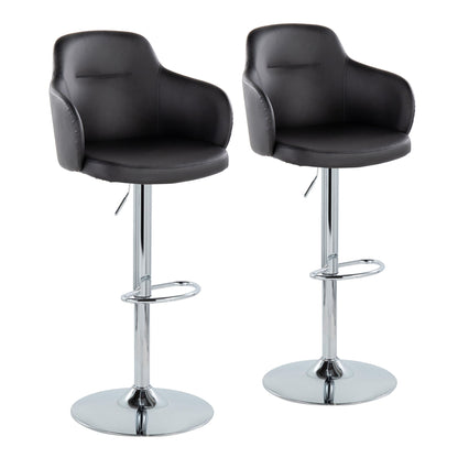 Boyne - Contemporary Adjustable Barstool With Swivel With Oval Footrest (Set of 2) - Chrome / Black