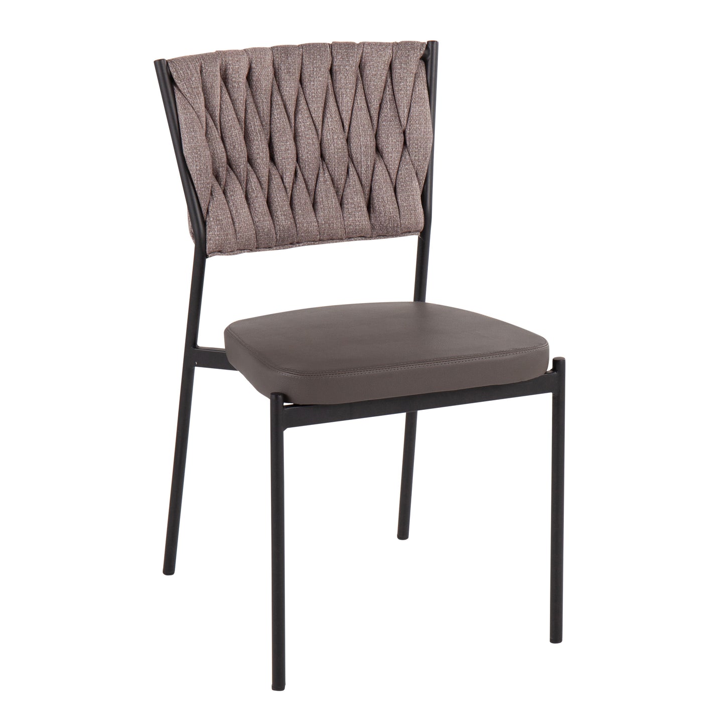 Tania - Braided Contemporary Chair (Set of 2) - Black / Gray / Light Brown