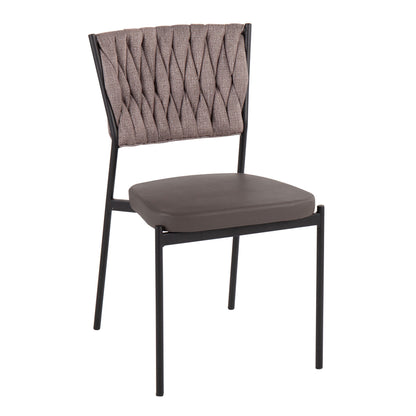 Tania - Braided Contemporary Chair (Set of 2) - Black / Gray / Light Brown