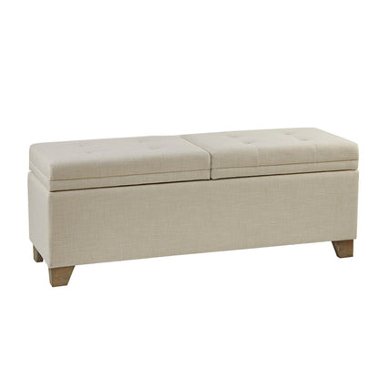 Soft Close Storage Bench Upholstered - Natural