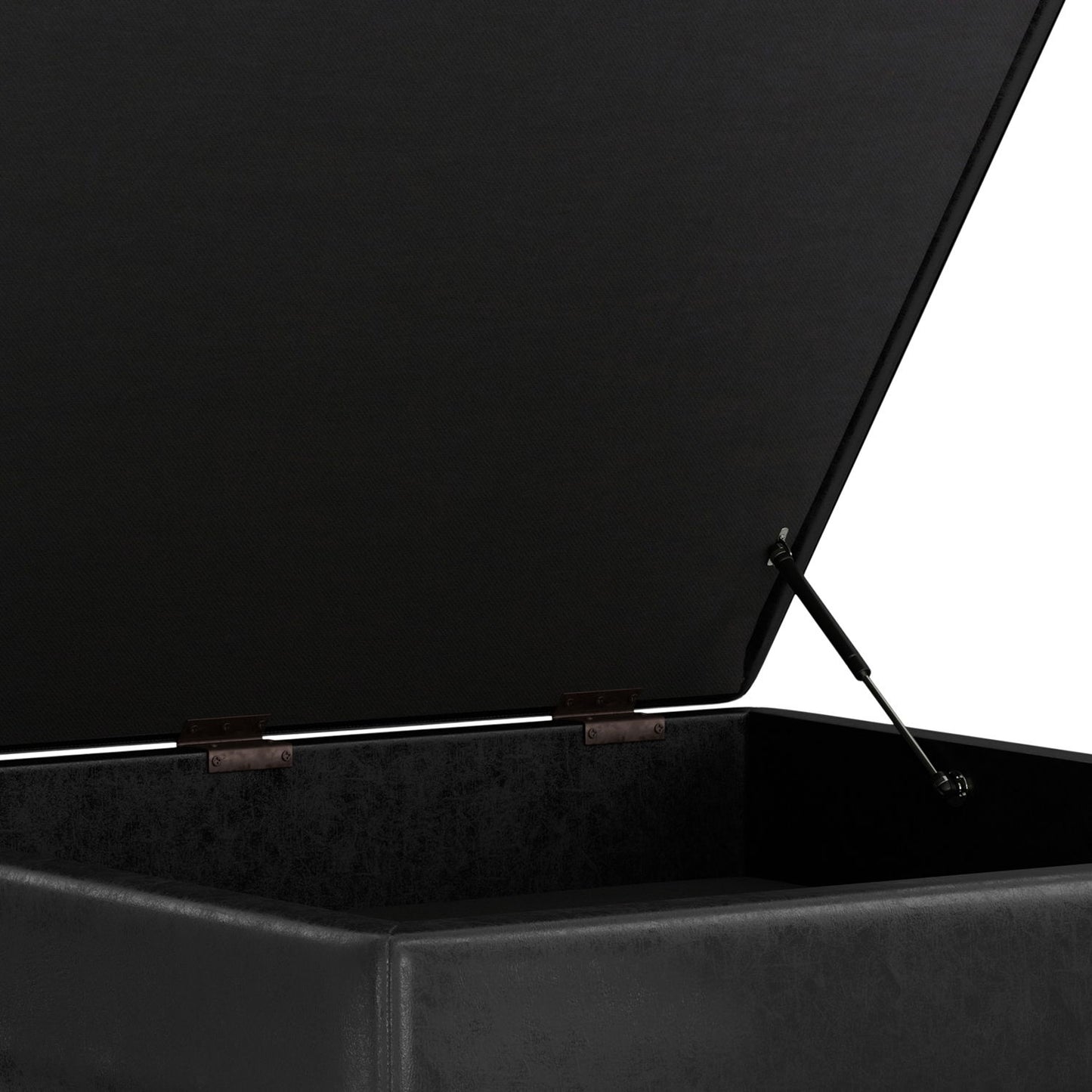 Owen - Extra Large Square Coffee Table Storage Ottoman - Distressed Black