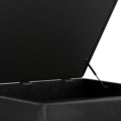 Owen - Extra Large Square Coffee Table Storage Ottoman - Distressed Black
