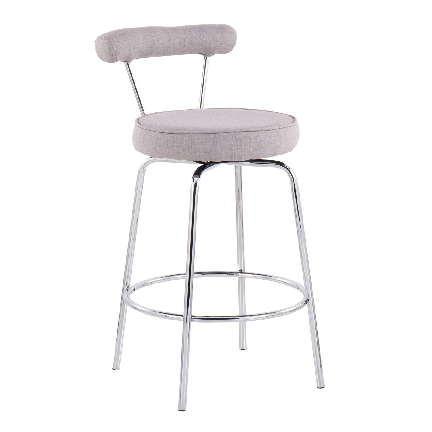Rhonda - Contemporary Counter Stool (Set of 2) - Chrome / Light Gray