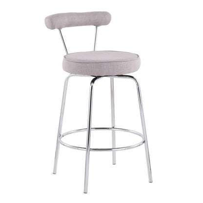 Rhonda - Contemporary Counter Stool (Set of 2) - Chrome / Light Gray