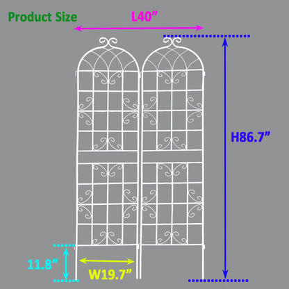 2 Pack Metal Garden Trellis Rustproof For Climbing Plant Outdoor Flower Support - Cream White