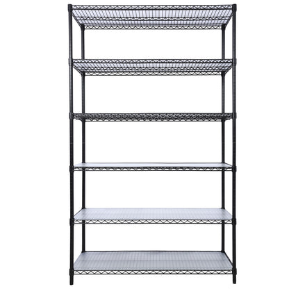 84" x 48" x 20" 6 Tier 6000Lbs Capacity Nsf Metal Shelf Wire Shelving Unit, Heavy Duty Adjustable Storage Rack With Wheels & Shelf Liners For Commercial Grade Utility Steel Storage Rack - Black