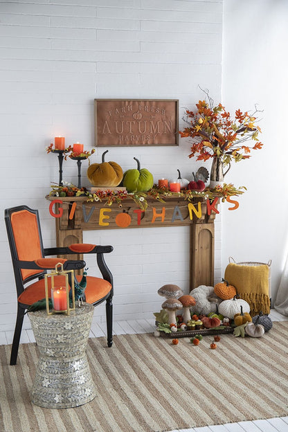 Chenille Weighted Pumpkin Ornament Decor For Holiday Harvest Festival Fall Festival & Thanksgiving (Set of 2) - Gray