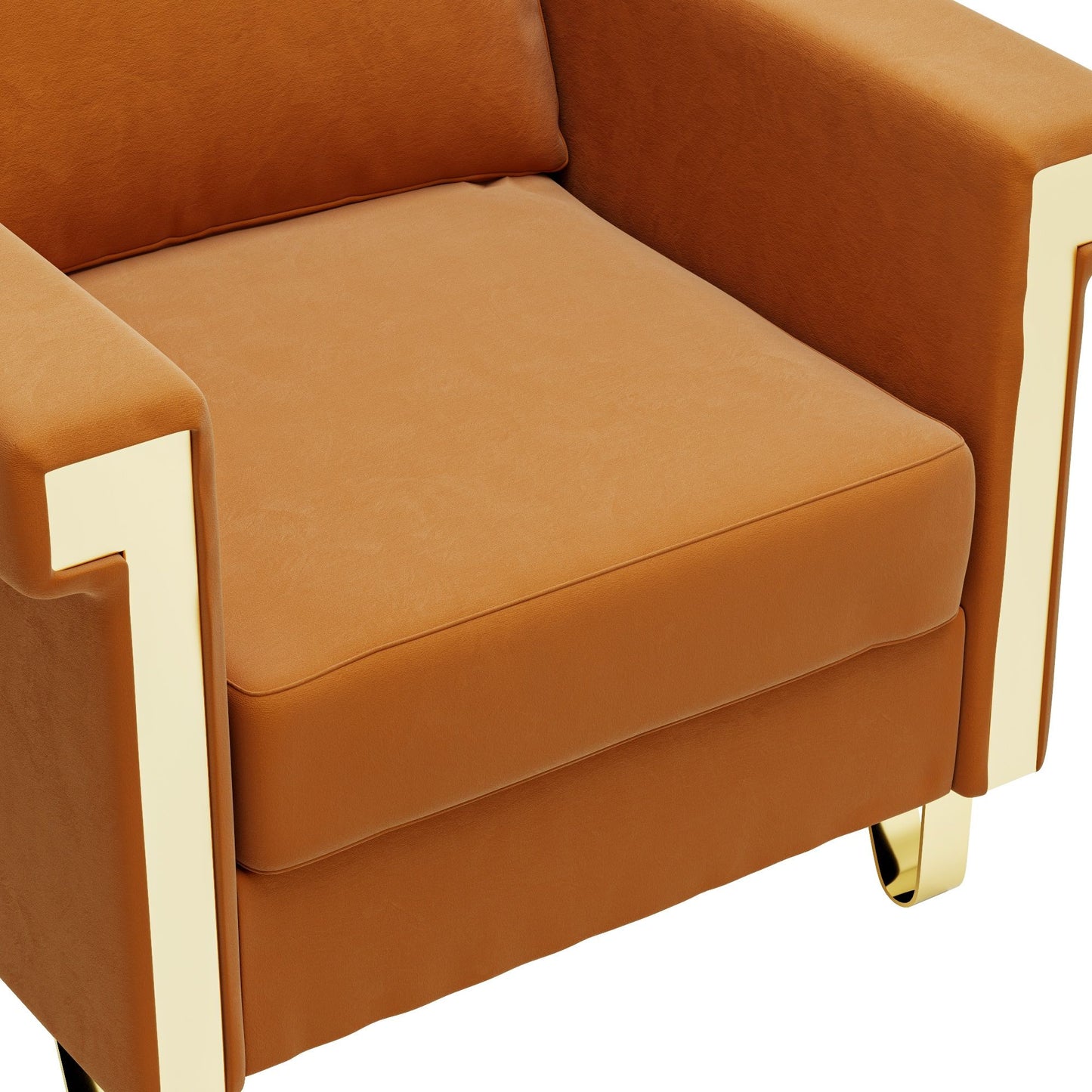 Plush Shiny Velvet Upholstered Chair With Good Resilience Performance Foam - Orange