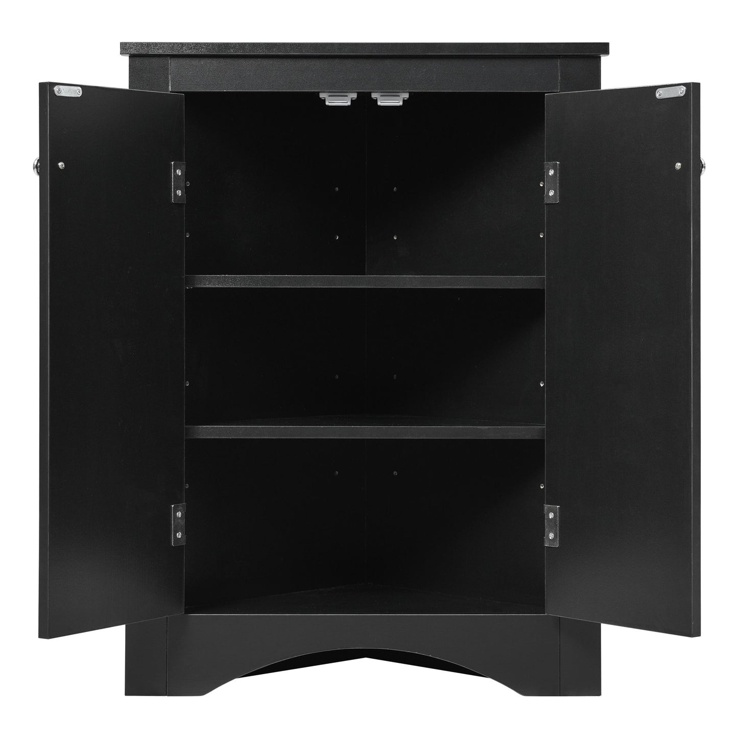 Triangle Bathroom Storage Cabinet With Adjustable Shelves, Freestanding Floor Cabinet For Home Kitchen - Black