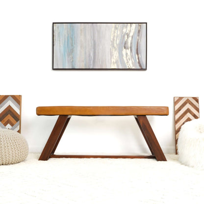 Marley - Genuine Leather Bench - Amber