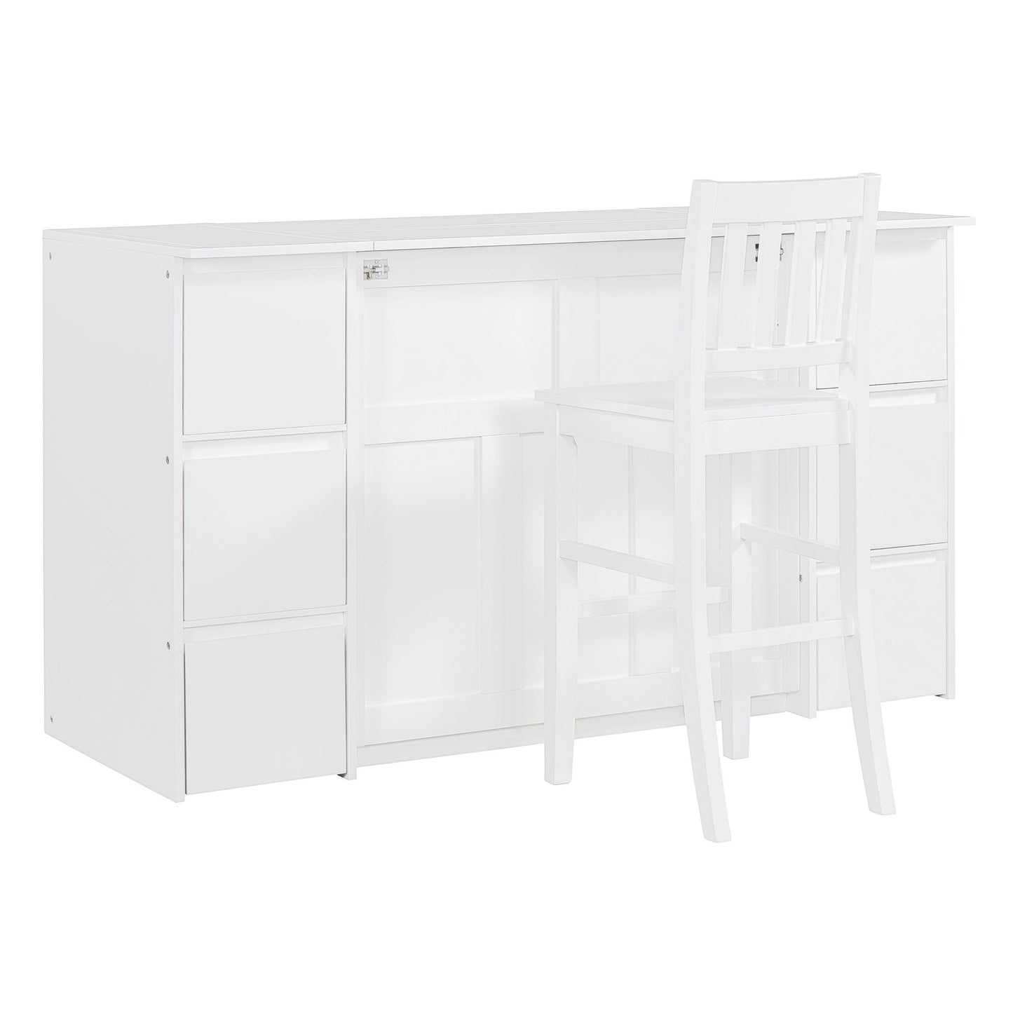 Twin Size Murphy Bed With Drawers, Cabinets, And USB Ports - White