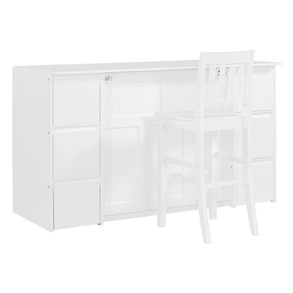 Twin Size Murphy Bed With Drawers, Cabinets, And USB Ports - White