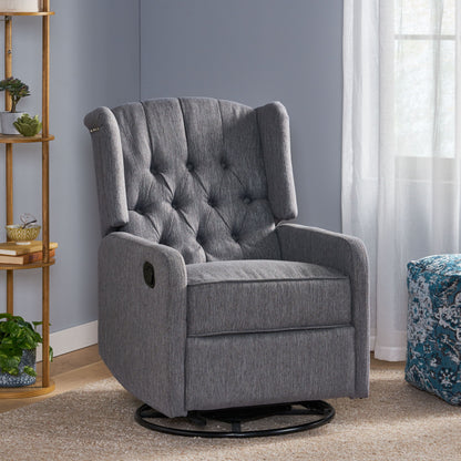 Classic Design, Manual Recliner Chair With 360 Degree Swivel - Charcoal