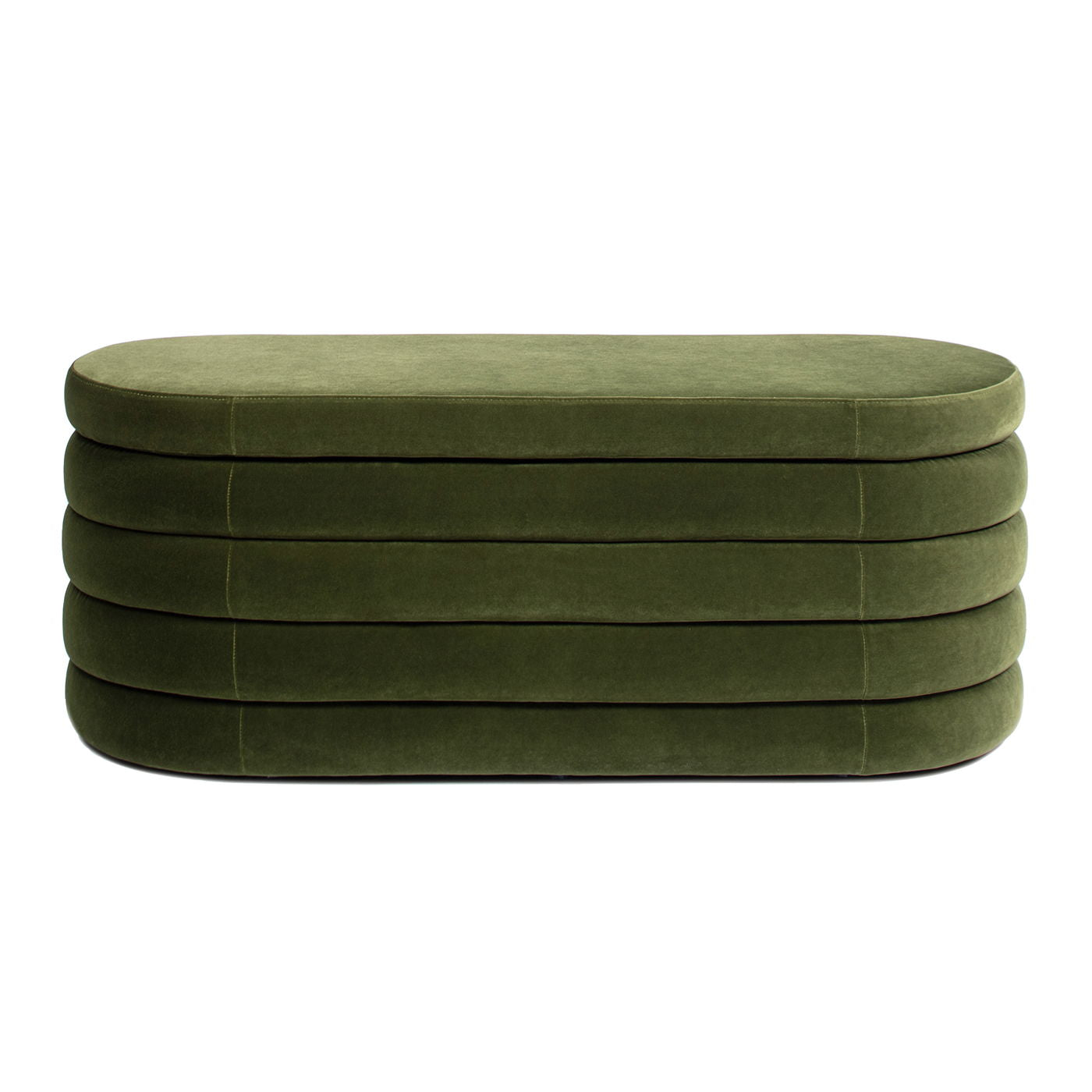 Fuji - Upholstered Oval Storage Bench - Olive Green