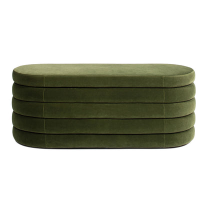 Fuji - Upholstered Oval Storage Bench - Olive Green