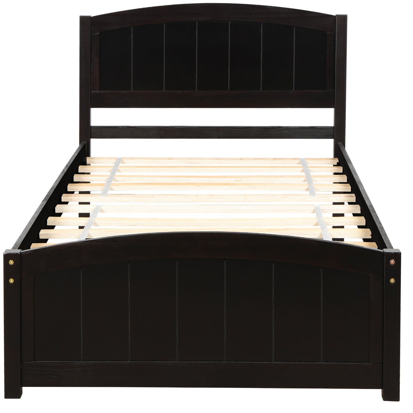 Twin Platform Bed With Headboard, Footboard And Slat Support - Espresso