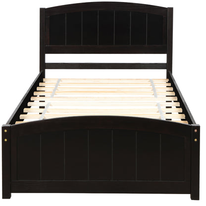 Twin Platform Bed With Headboard, Footboard And Slat Support - Espresso