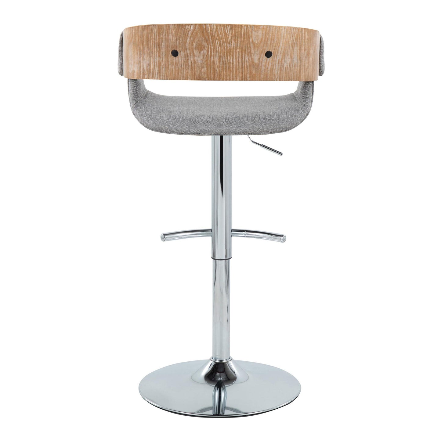 Elisa - Mid-Century Modern Adjustable Barstool With Swivel With Rounded T Footrest (Set of 2) - Chrome / Whitewashed / Gray