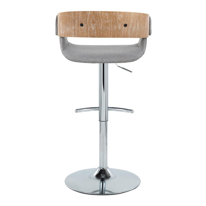 Elisa - Mid-Century Modern Adjustable Barstool With Swivel With Rounded T Footrest (Set of 2) - Chrome / Whitewashed / Gray