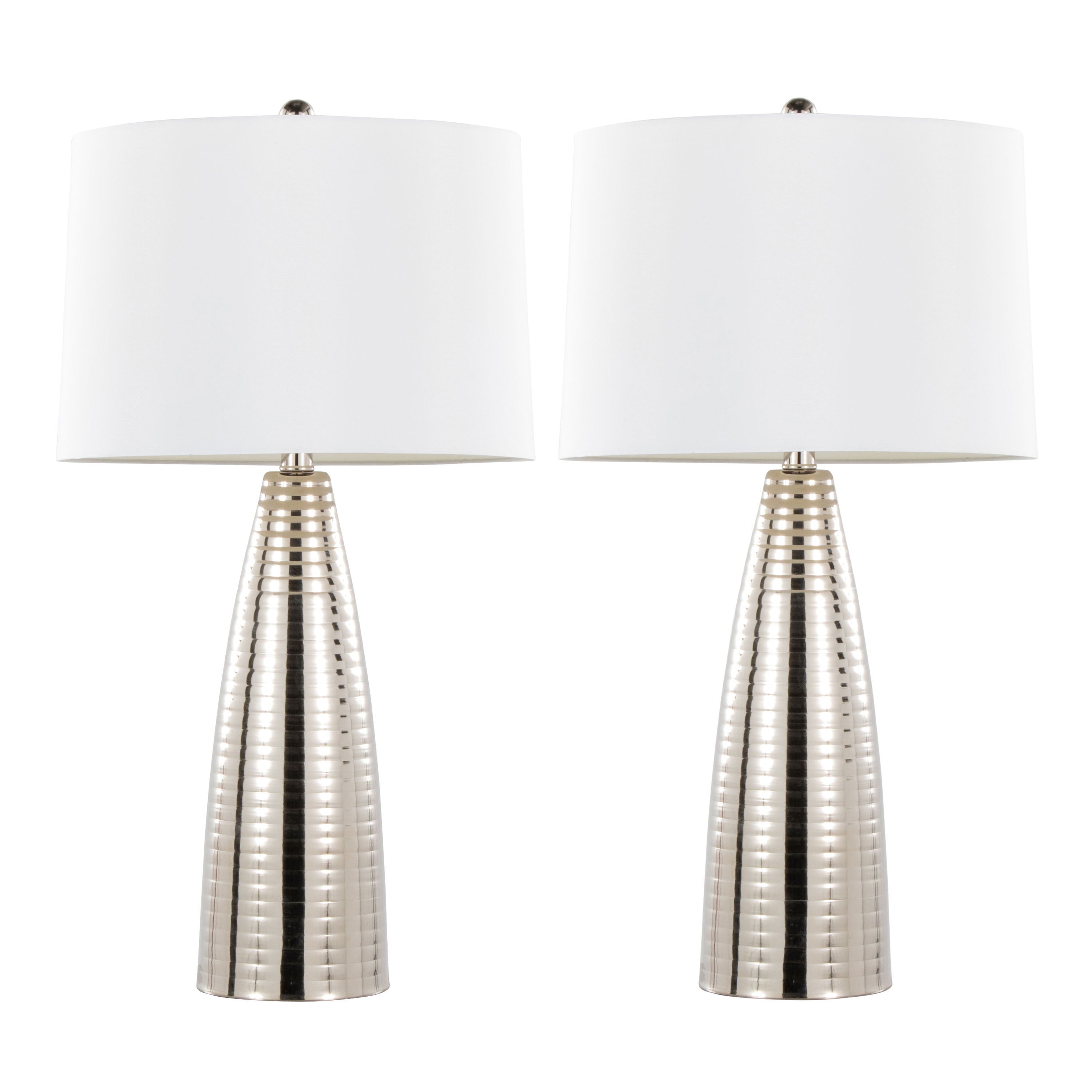 Maya - Contemporary Table Lamp (Set of 2) - Polished Nickel / White