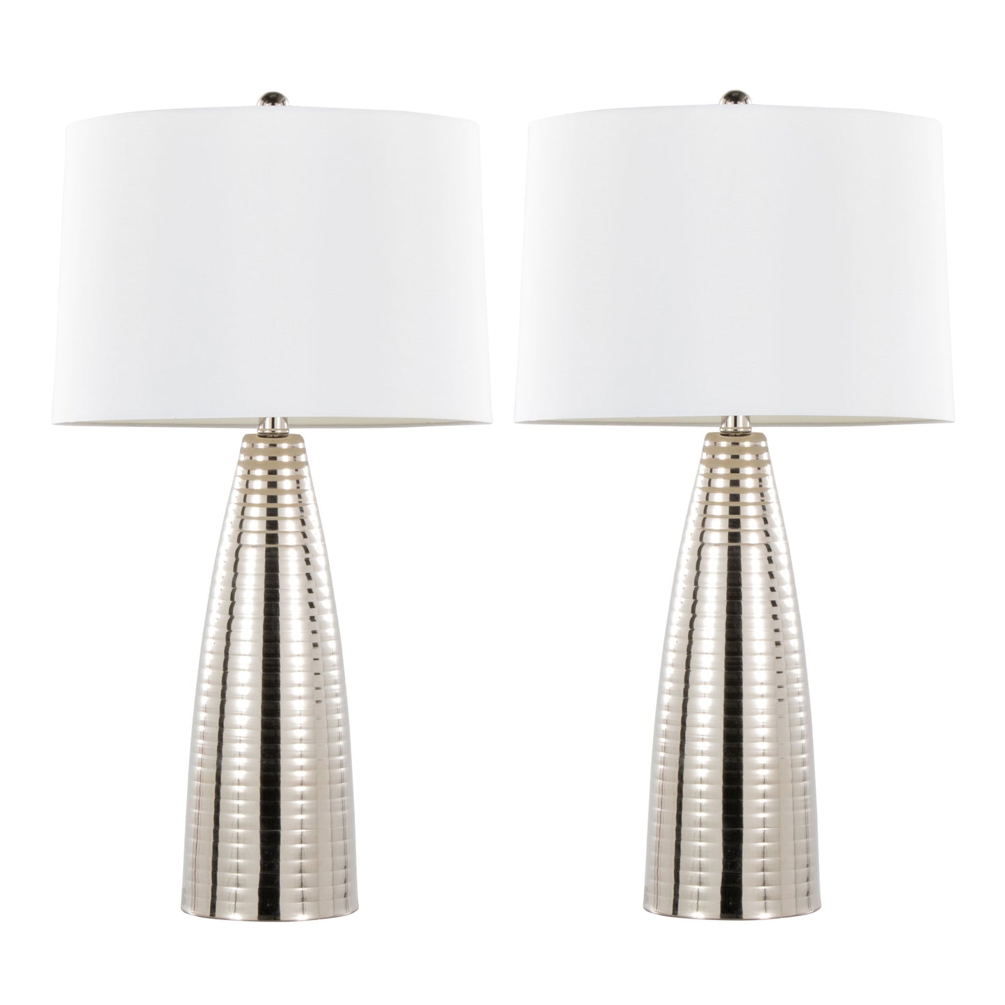 Maya - Contemporary Table Lamp (Set of 2) - Polished Nickel / White