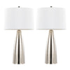 Maya - Contemporary Table Lamp (Set of 2) - Polished Nickel / White