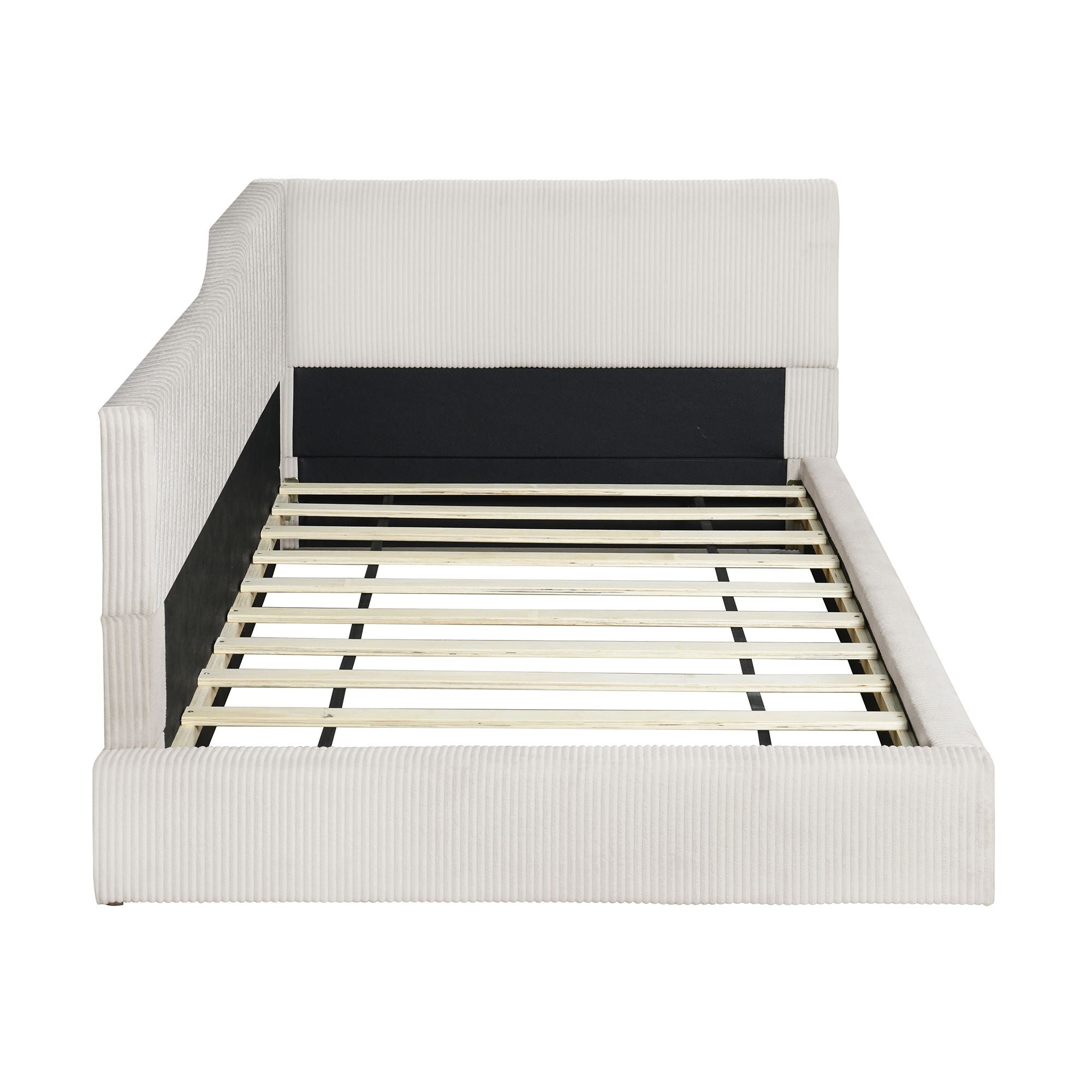 Twin Size L Shaped Upholstered Daybed - Beige