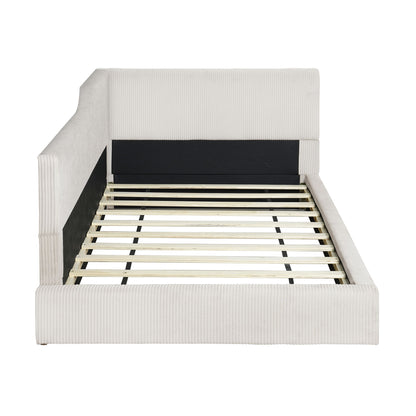 Twin Size L Shaped Upholstered Daybed - Beige