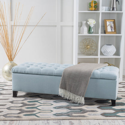 Glouster - Contemporary Storage Ottoman With Button Tufting - Blue