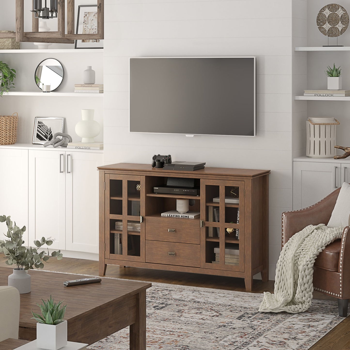 Artisan - Tall TV Media Stand - Rustic Natural Aged Brown