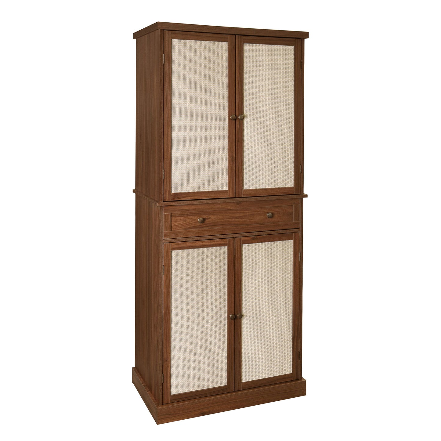 4 Door Cabinet With 1 Drawer, With 4 Adjustable Inner Shelves, Storage Cabinet - Walnut