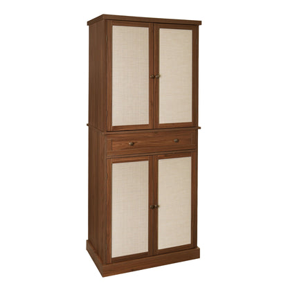 4 Door Cabinet With 1 Drawer, With 4 Adjustable Inner Shelves, Storage Cabinet - Walnut