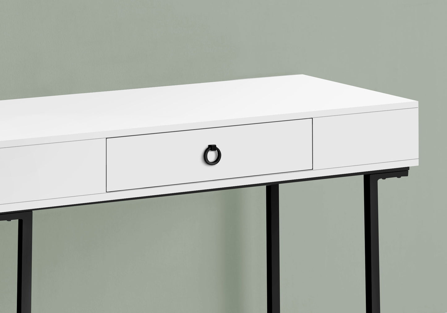 Computer Desk For Home Office, Laptop, Storage Drawers, Glossy Contemporary & Modern - White
