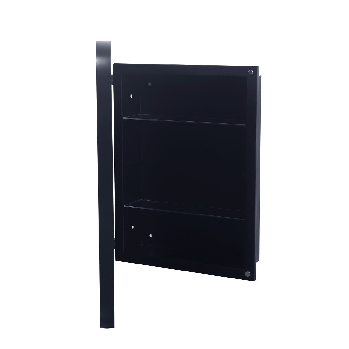 Recessed Metal Framed Medicine Cabinet With Mirror And Adjustable Shelves Wall Mirror With Storage For Bathroom - Black