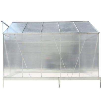 6.3'x10.2'x7' Polycarbonate Greenhouse, Heavy Duty Outdoor Aluminum Walk-In Green House Kit With Rain Gutter, Vent And Door For Backyard Garden - Aluminium