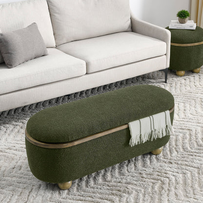 Modern Storage Ottoman Bench Upholstered Seating With Storage - Dark Green