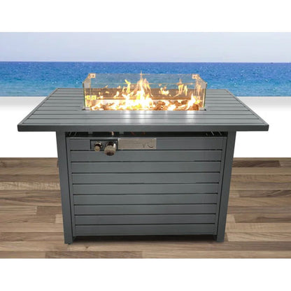 Propane Outdoor Fire Pit Table With Lid Durable Construction - Gray