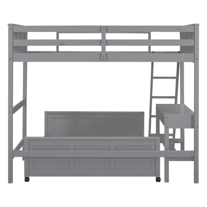 Twin Over Full Bunk Bed With Desk - Gray