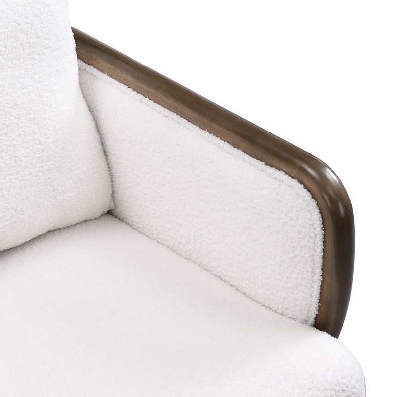 Sherpa Fabric Accent Chair, Upholstered Armchair With Solid Wood Frame, Comfortable Contemporary Lounge Chair For Living Room - White