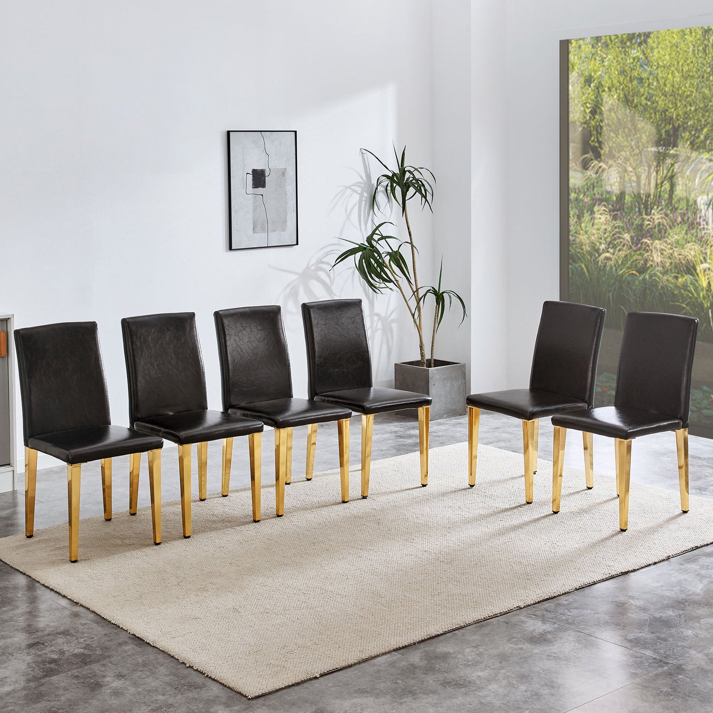 (Set of 4) Backrest Chairs With Gold Metal Legs A Perfect Pairing, Ideal For Minimalist And Modern Home Decor Styles - Black / Gold