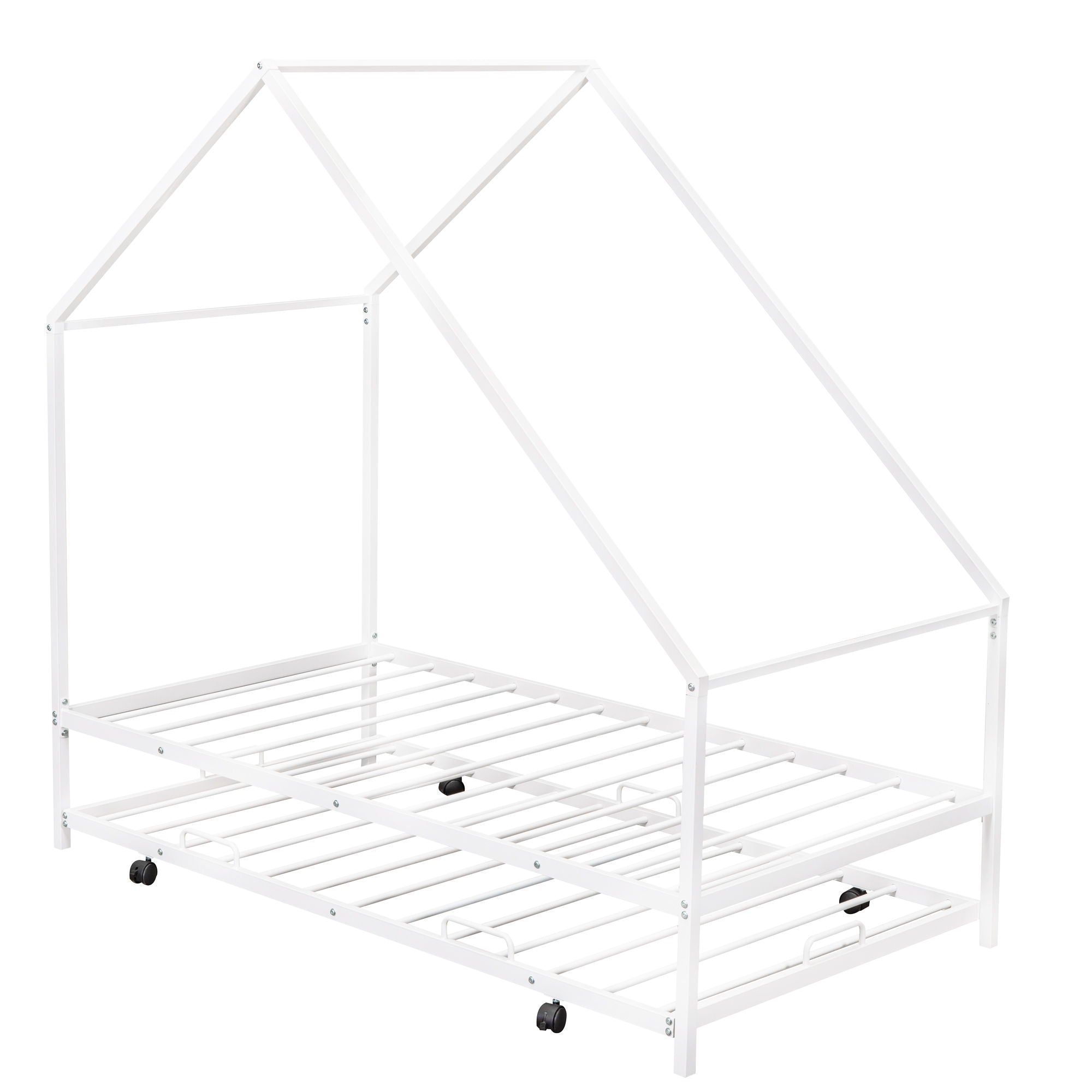 Twin Size House Bed & Trundle - White