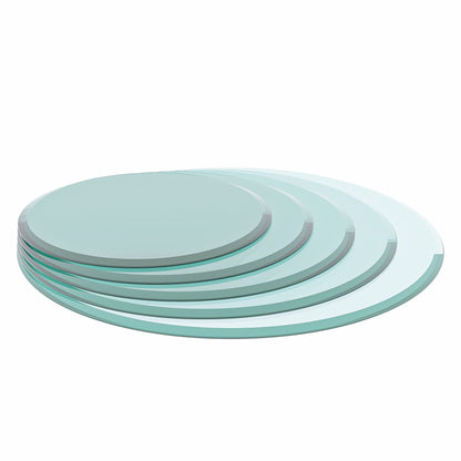 36" Round Tempered Glass Table Top Clear Glass 1 / 2" Thick Beveled Polished Edge - Transparent