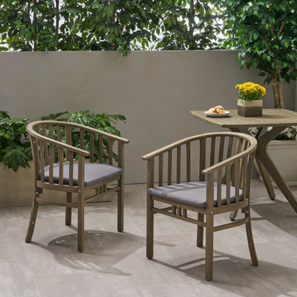 Outdoor Wooden Dining Chairs With Cushions, (Set of 2) - Dark Gray / Gray
