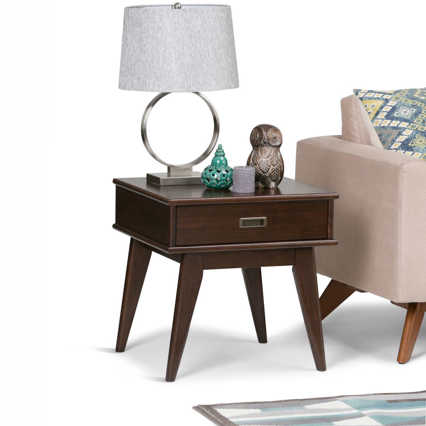 Draper - Mid Century End Table - Medium Auburn Brown