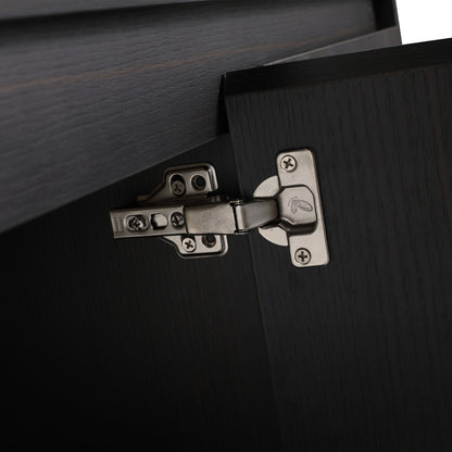 Freestanding Bathroom Vanity With Resin Sink And Storage Cabinet - Dark Oak